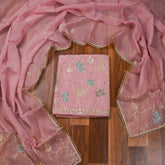 Organza Pink Unstitched Suit